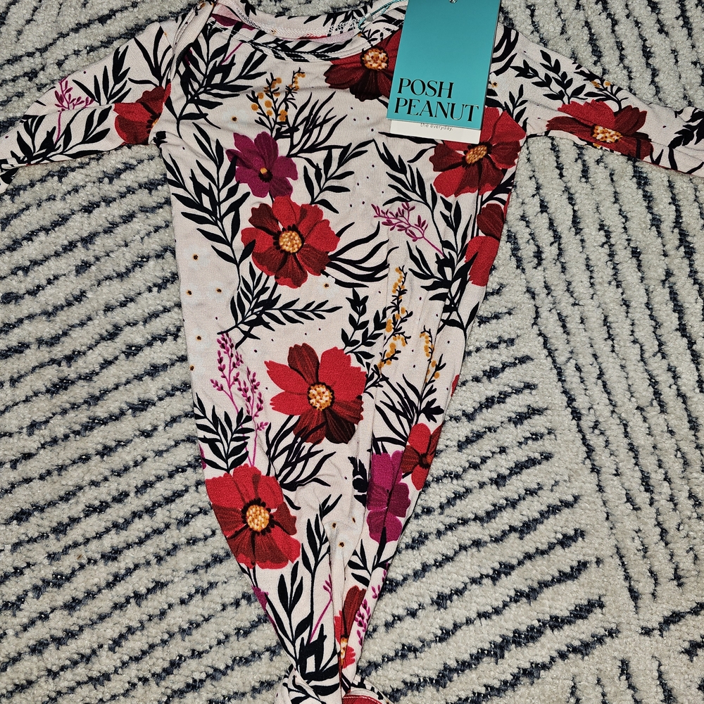 Posh Peanut Kids One Piece - Red and Pink Floral